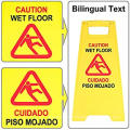 Commercial Caution Wet Floor Yellow Folding Sign Plastic A frame Wet floor caution sign customized safety warning sign